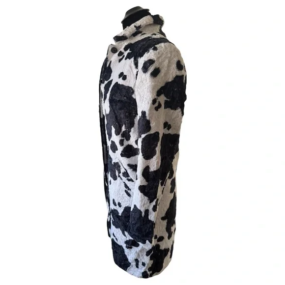 Vintage 90s Cache Cow Faux Fur Trench Coat - Picture 4 of 7